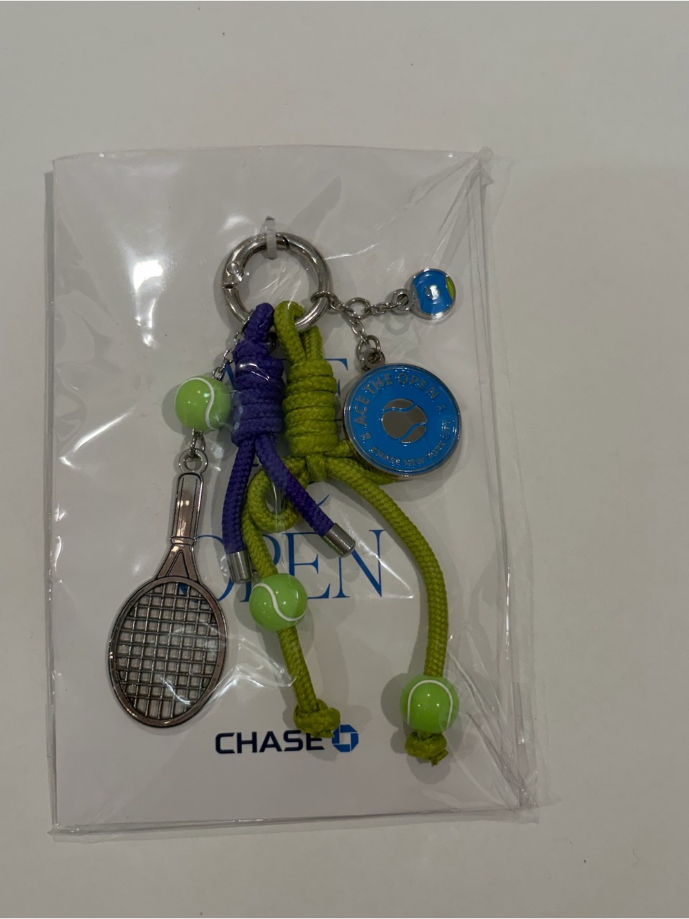 Chase US Open Purple & Lime Tennis Charm Keychain